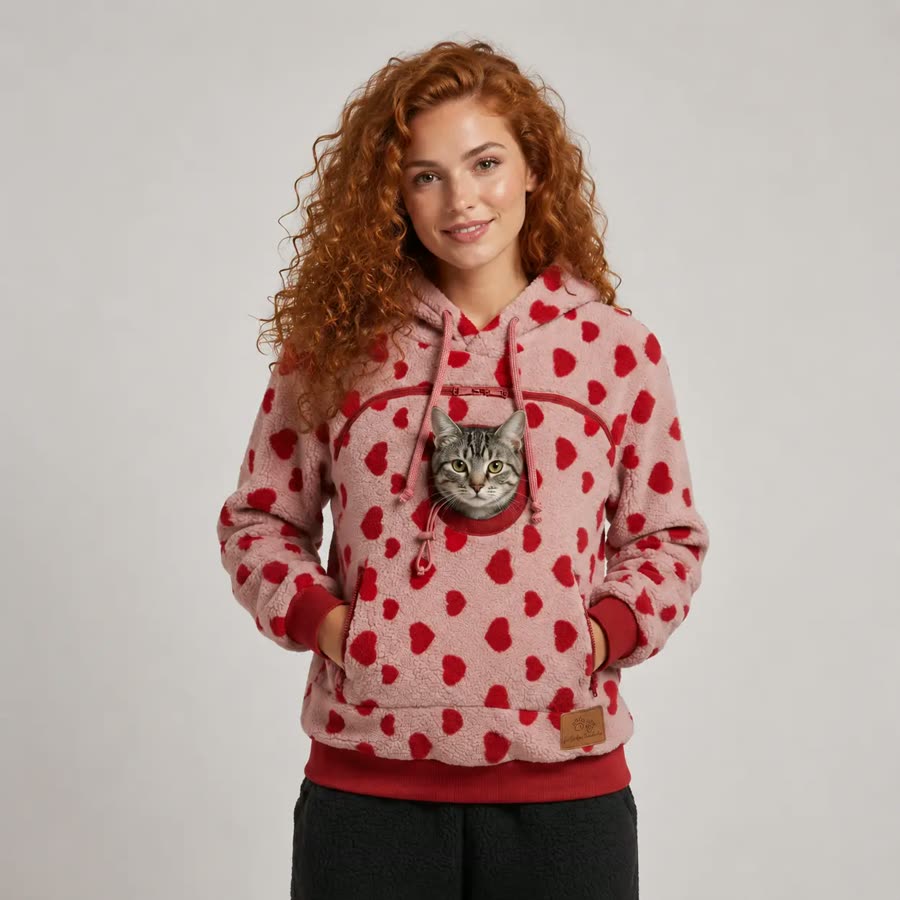 PawHug hoodie in Blush Hearts