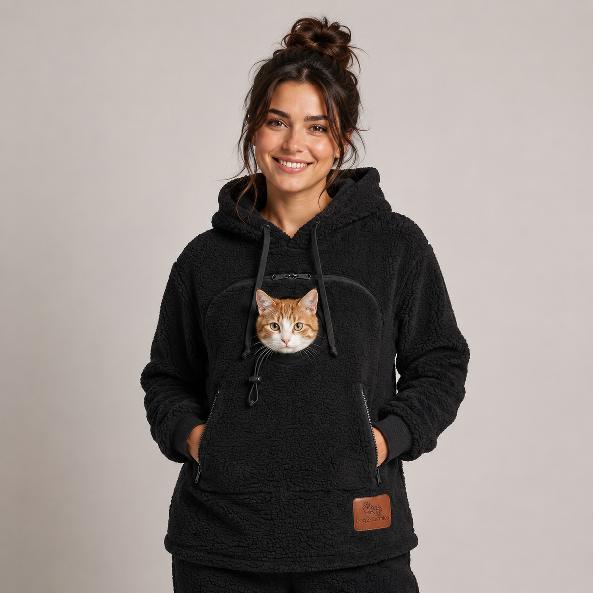 PawHug pet-carrying hoodie in Charcoal Black