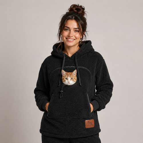 PawHug pet-carrying hoodie in Charcoal Black