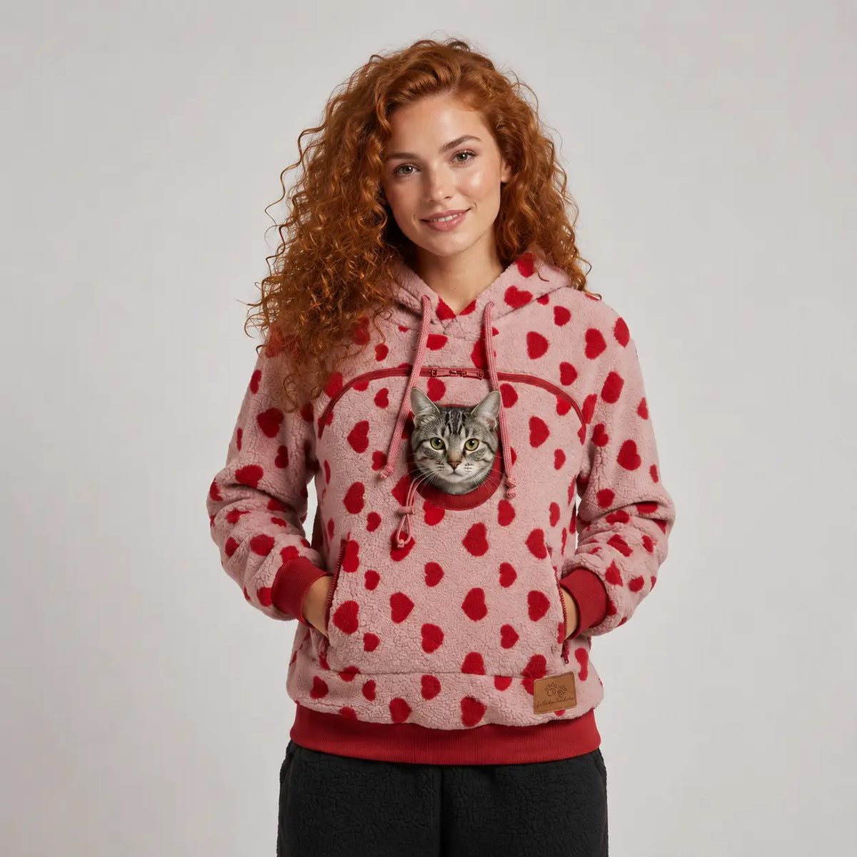 PawHug pet-carrying hoodie in Blush Hearts