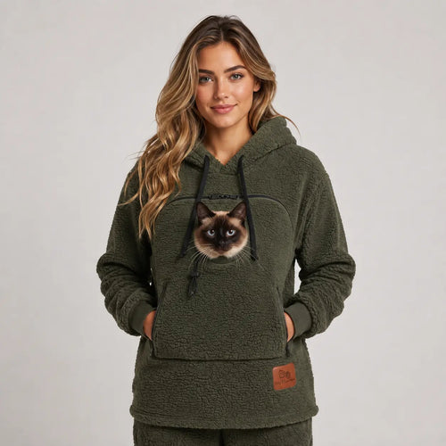 PawHug pet-carrying hoodie in Olive