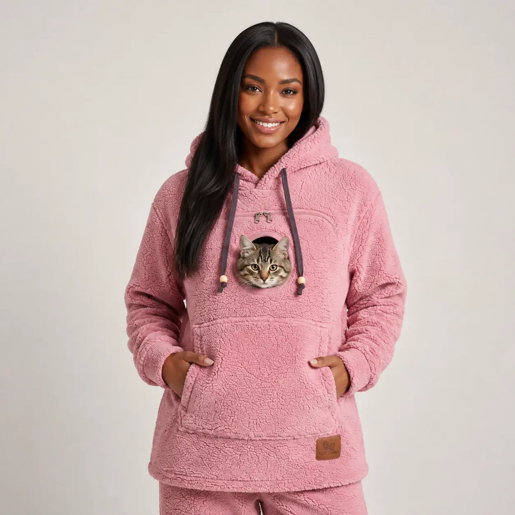 PawHug pet-carrying hoodie in Rose Pink
