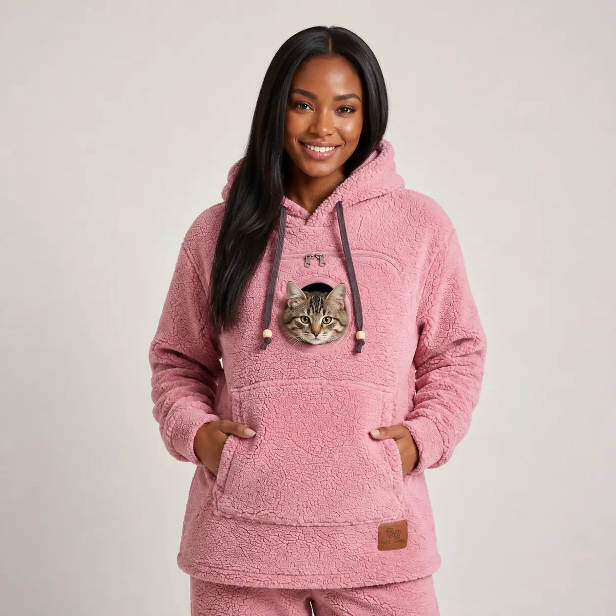 PawHug pet-carrying hoodie in Rose Pink