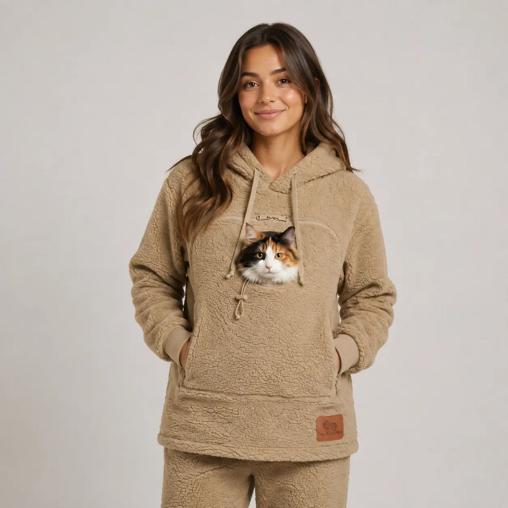 PawHug pet-carrying hoodie in Sand Taupe