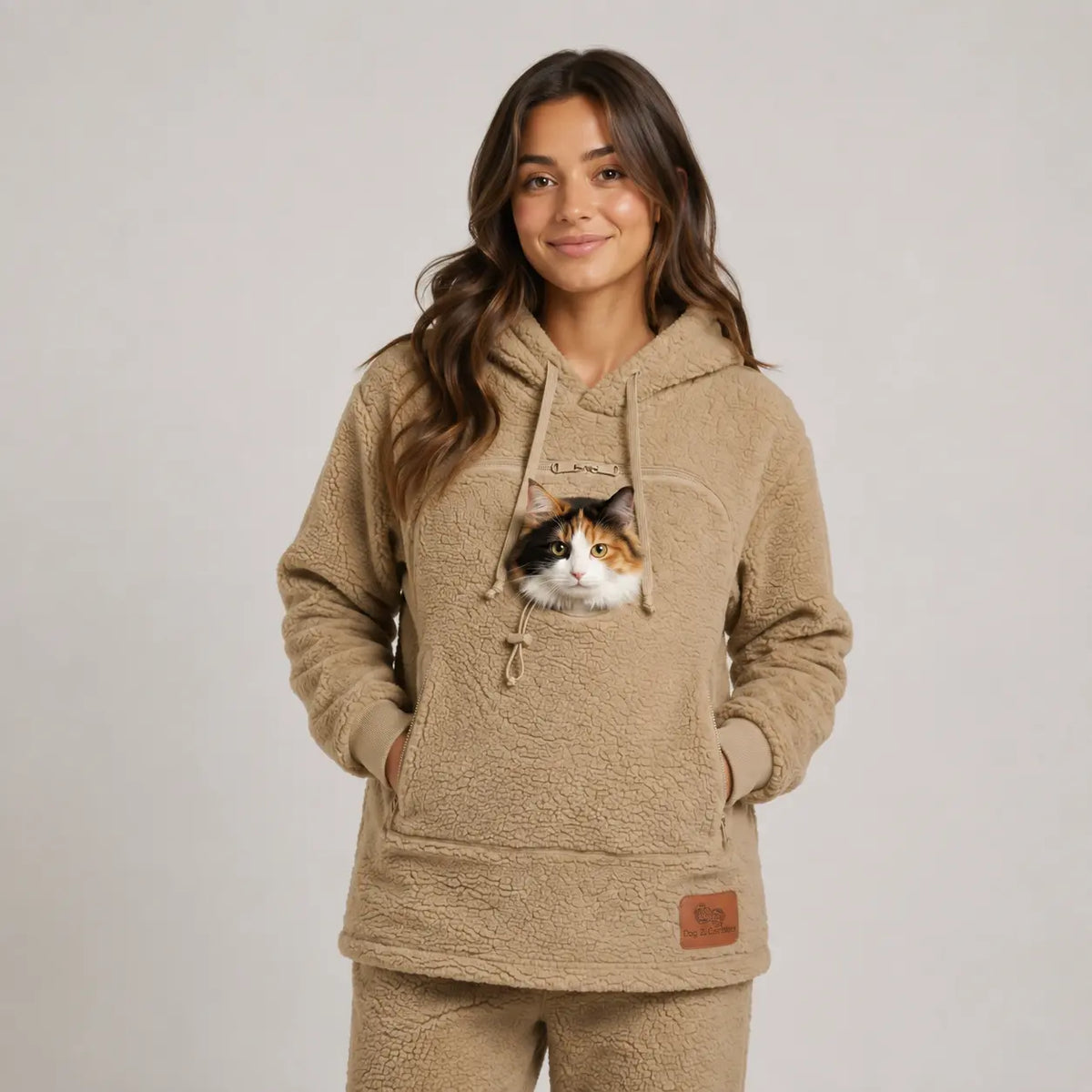 PawHug pet-carrying hoodie in Sand Taupe