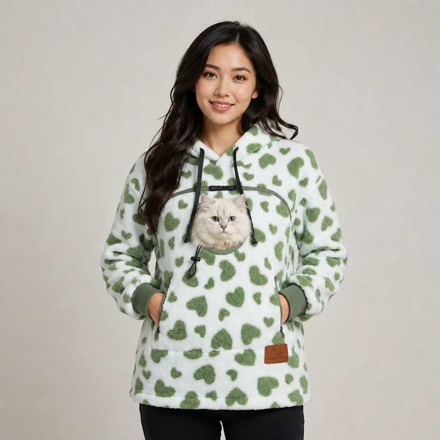 PawHug hoodie in Sage Hearts